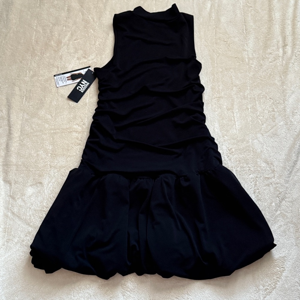 Madden NYC Women's Black Mock Neck Bubble Dress Size L - Picture 6 of 8